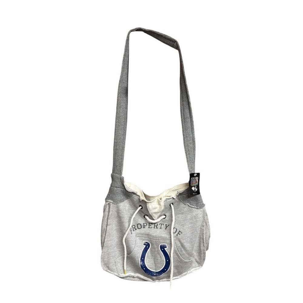 NFL Indianapolis Colts Crossbody Bag Gray Sweatshirt Hobo Purse New With Tags - Picture 1 of 5